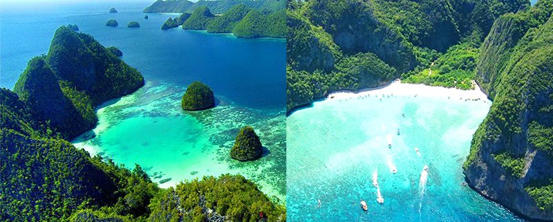 Raja Ampat, Papua vs Phi Phi Island, Thailand